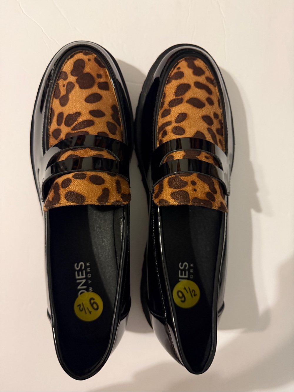 Jones New York Prizey Leopard Patent Lug Sole Loafers Size 9.5